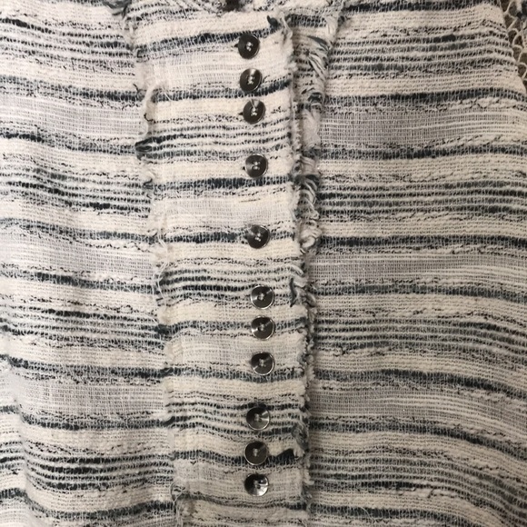 Free People ladies Summer Tweed Hideaway Henley Ivory Striped Top size small - Picture 6 of 13